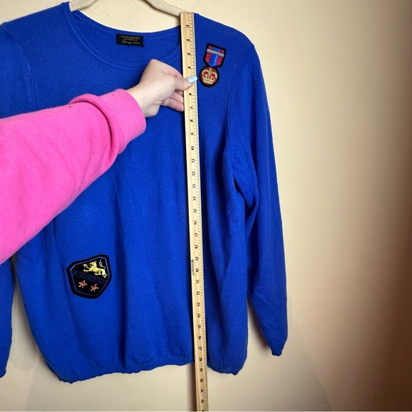 Charter Club Luxury Cashmere Crewneck Sweater with Patches Bright Blue Size XL - Picture 9 of 11